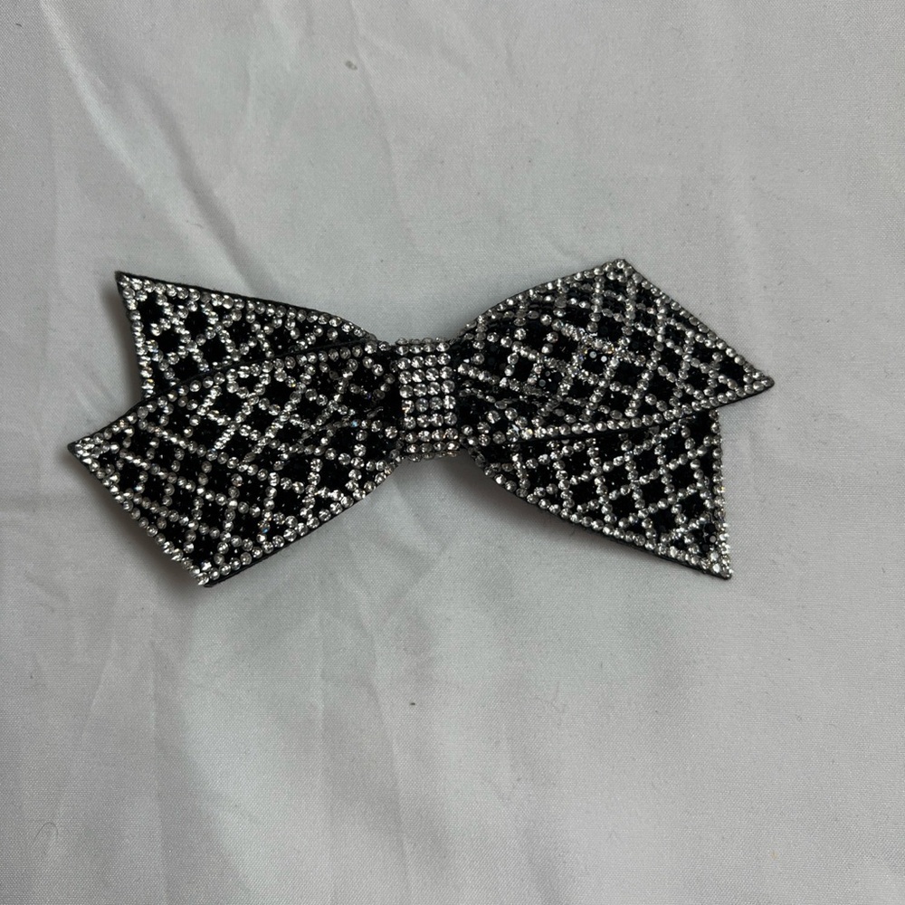 Black and Silver Bow Hair Clip